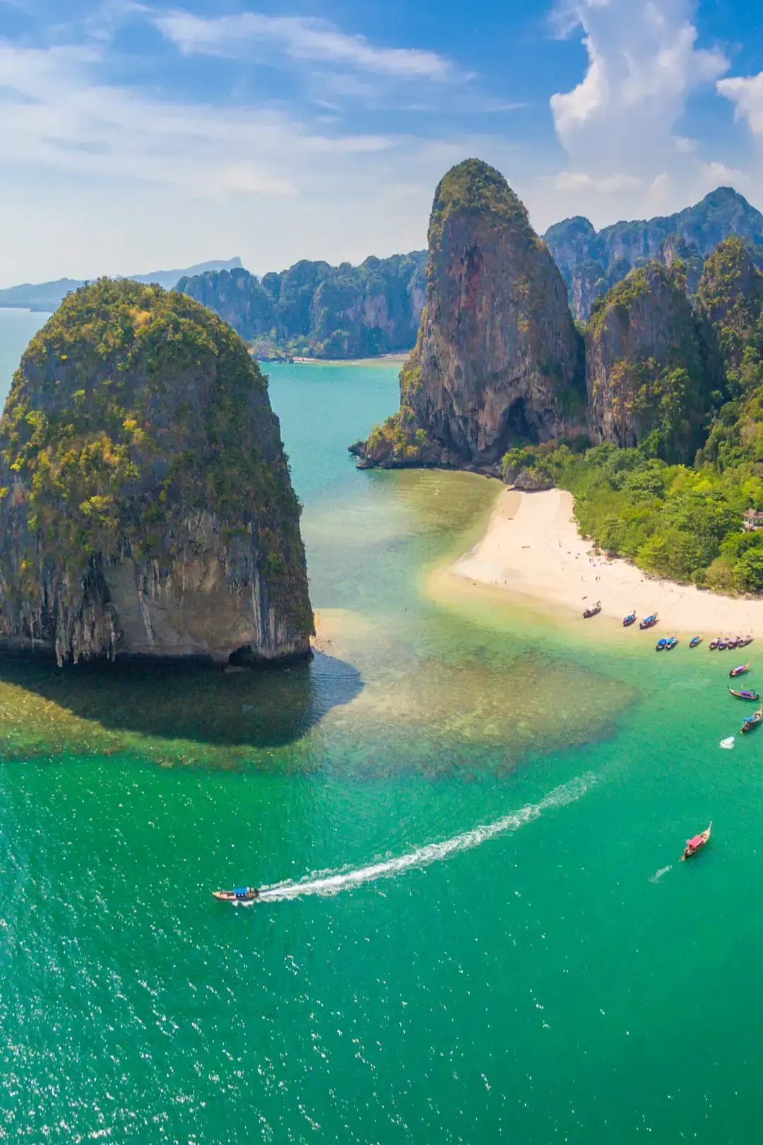 Limestone cliffs above a bay on the Andaman coast of Thailand